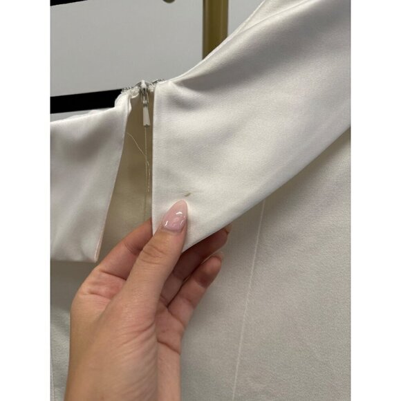MAC DUGGAL Drop Shoulder Faux Tuxedo Mini Dress White Womens Size 0 - Picture 8 of 9